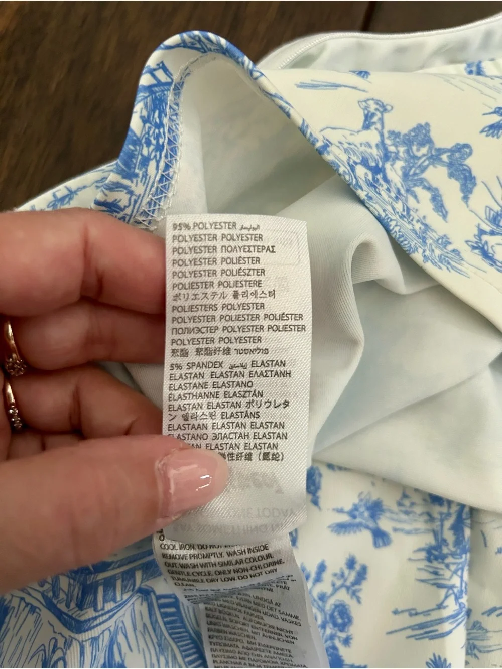 Edikted Blue & Cream Toile Print Strapless Top & Mini Skirt Set Size Small NWOT